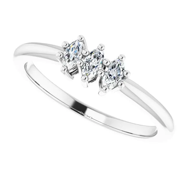 0.30 ct. Marquise Diamond 3 Stone Wedding Band
