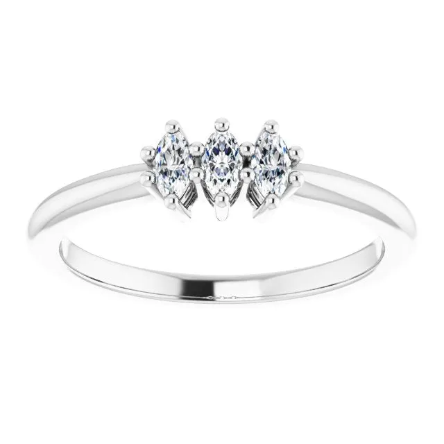 0.30 ct. Marquise Diamond 3 Stone Wedding Band