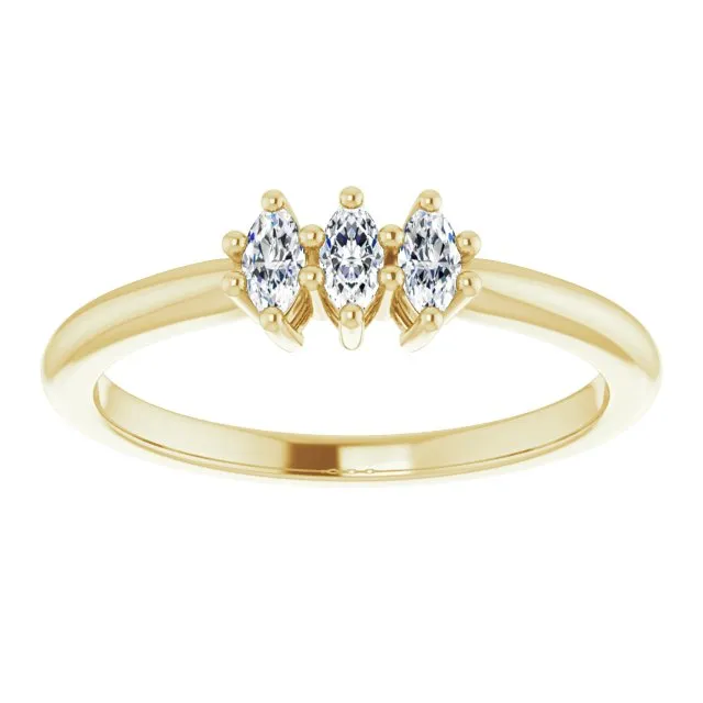 0.30 ct. Marquise Diamond 3 Stone Wedding Band