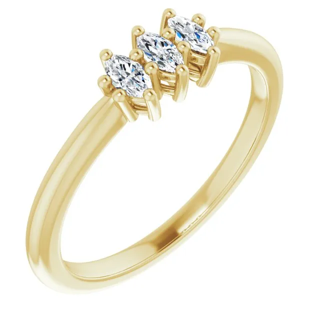 0.30 ct. Marquise Diamond 3 Stone Wedding Band