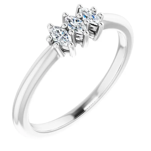 0.30 ct. Marquise Diamond 3 Stone Wedding Band