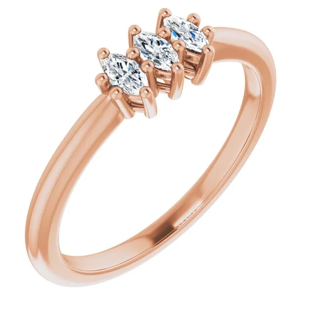 0.30 ct. Marquise Diamond 3 Stone Wedding Band