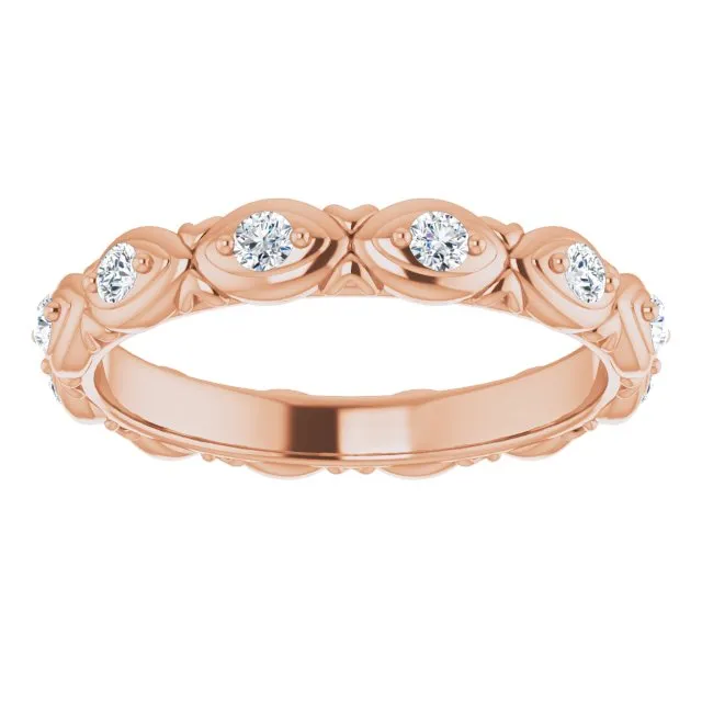 0.36 ct. Round Diamond Floral Design Eternity Band