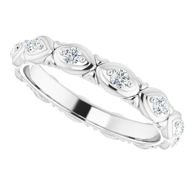 0.36 ct. Round Diamond Floral Design Eternity Band