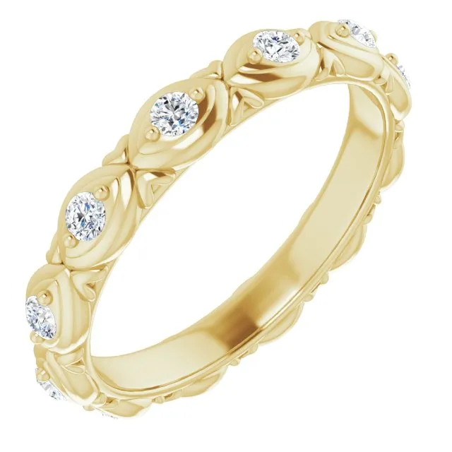 0.36 ct. Round Diamond Floral Design Eternity Band