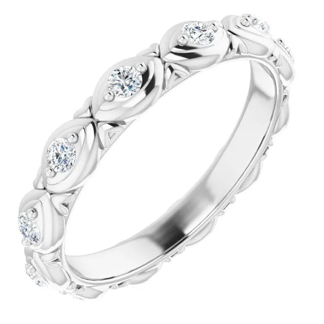 0.36 ct. Round Diamond Floral Design Eternity Band