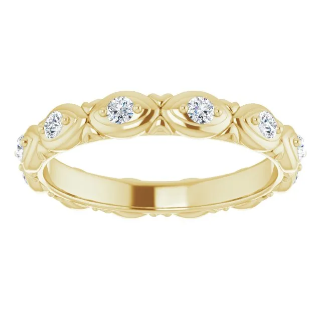 0.36 ct. Round Diamond Floral Design Eternity Band