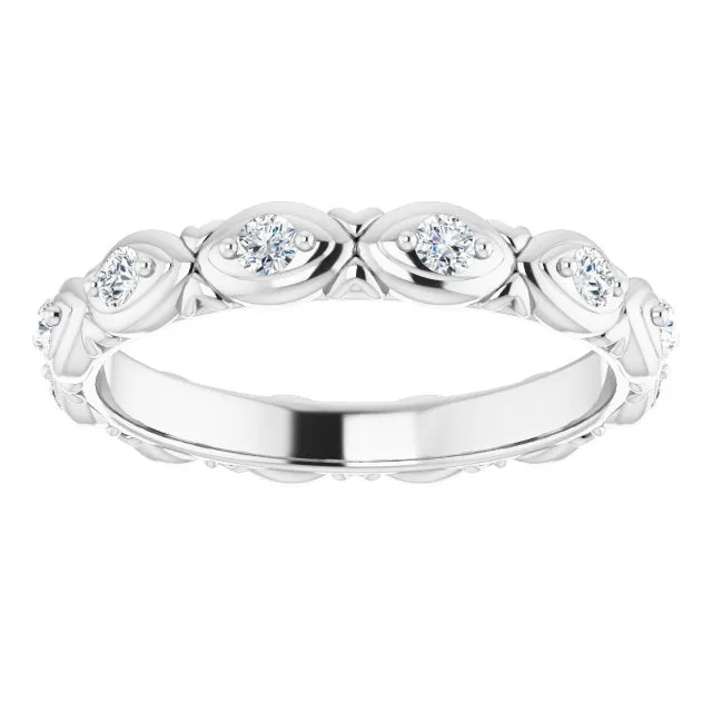 0.36 ct. Round Diamond Floral Design Eternity Band