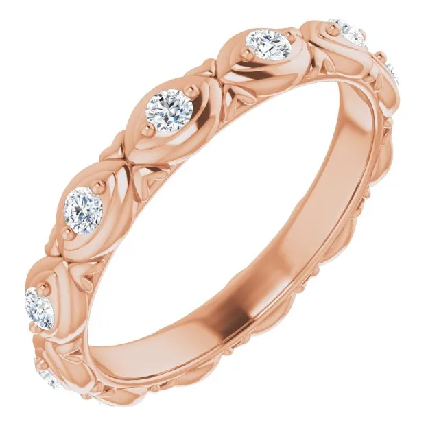 0.36 ct. Round Diamond Floral Design Eternity Band