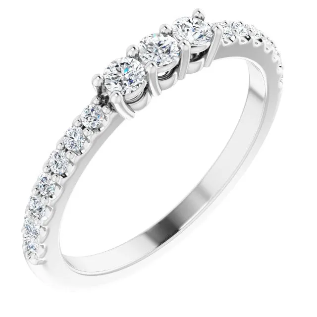 0.37 ct. Round Cut Diamond Wedding Band 3 Stone Style Anniversary Ring