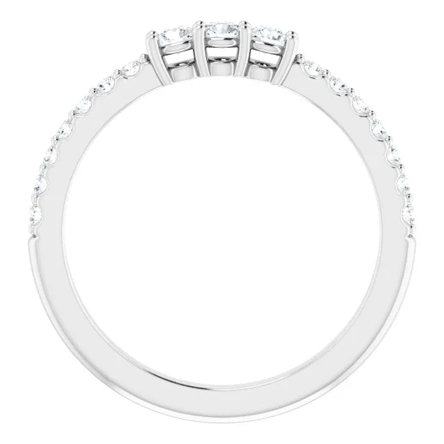 0.37 ct. Round Cut Diamond Wedding Band 3 Stone Style Anniversary Ring