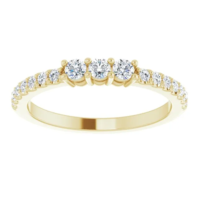 0.37 ct. Round Cut Diamond Wedding Band 3 Stone Style Anniversary Ring