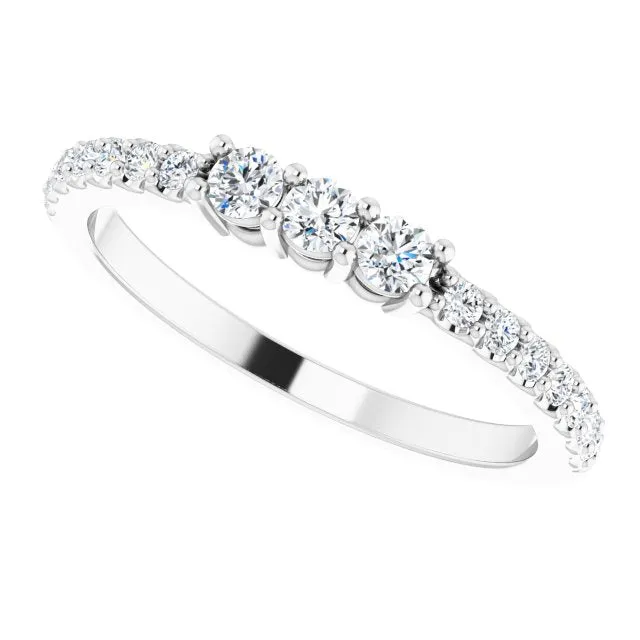 0.37 ct. Round Cut Diamond Wedding Band 3 Stone Style Anniversary Ring