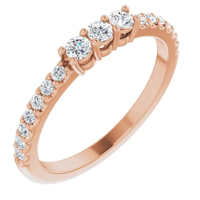 0.37 ct. Round Cut Diamond Wedding Band 3 Stone Style Anniversary Ring