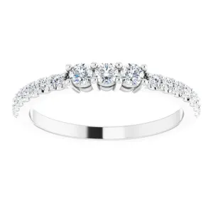 0.37 ct. Round Cut Diamond Wedding Band 3 Stone Style Anniversary Ring