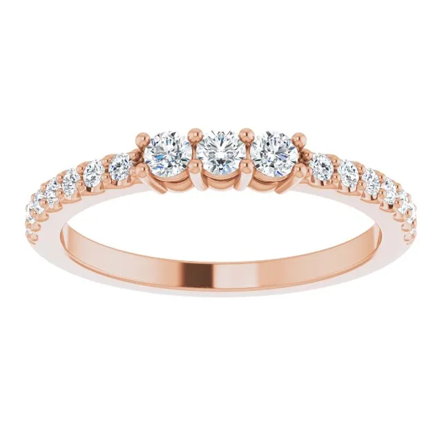 0.37 ct. Round Cut Diamond Wedding Band 3 Stone Style Anniversary Ring