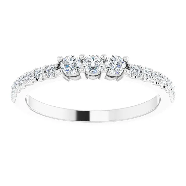 0.37 ct. Round Cut Diamond Wedding Band 3 Stone Style Anniversary Ring