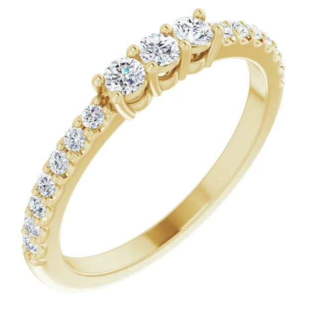 0.37 ct. Round Cut Diamond Wedding Band 3 Stone Style Anniversary Ring
