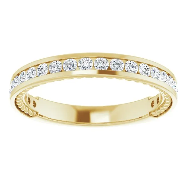 0.50 ct. Round Cut Diamond Wedding Band Channel Set Anniversary Ring