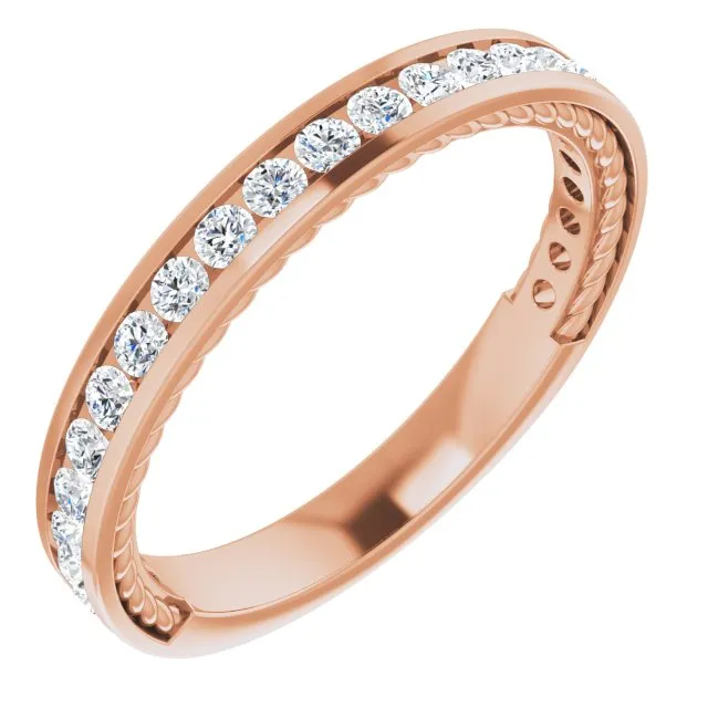 0.50 ct. Round Cut Diamond Wedding Band Channel Set Anniversary Ring