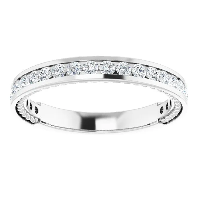0.50 ct. Round Cut Diamond Wedding Band Channel Set Anniversary Ring