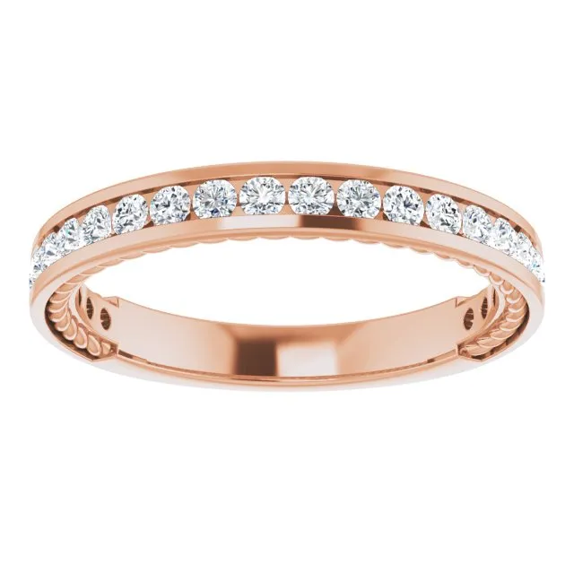 0.50 ct. Round Cut Diamond Wedding Band Channel Set Anniversary Ring