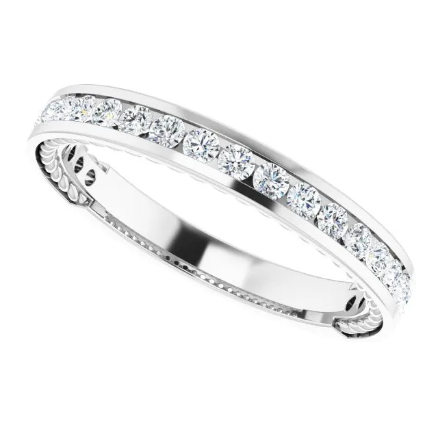 0.50 ct. Round Cut Diamond Wedding Band Channel Set Anniversary Ring