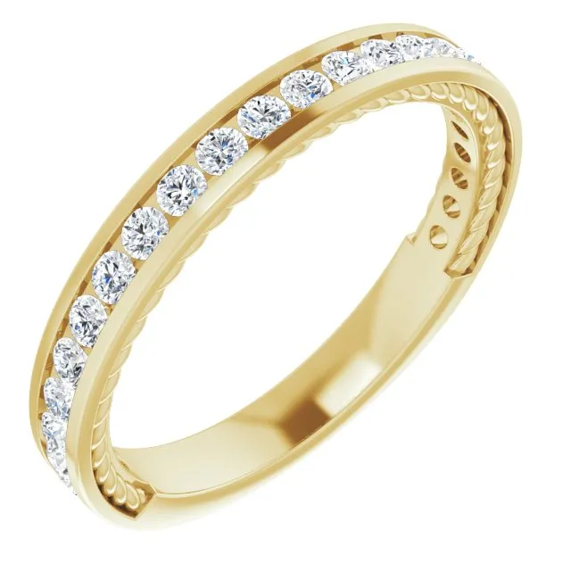 0.50 ct. Round Cut Diamond Wedding Band Channel Set Anniversary Ring