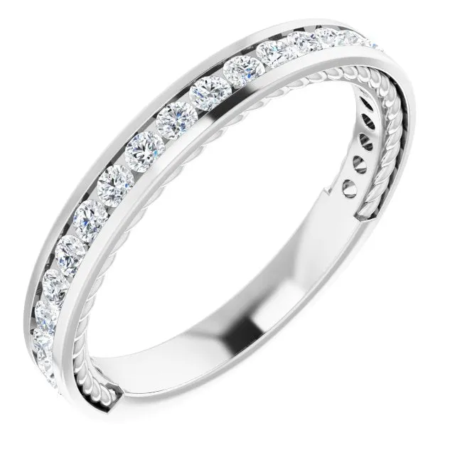 0.50 ct. Round Cut Diamond Wedding Band Channel Set Anniversary Ring