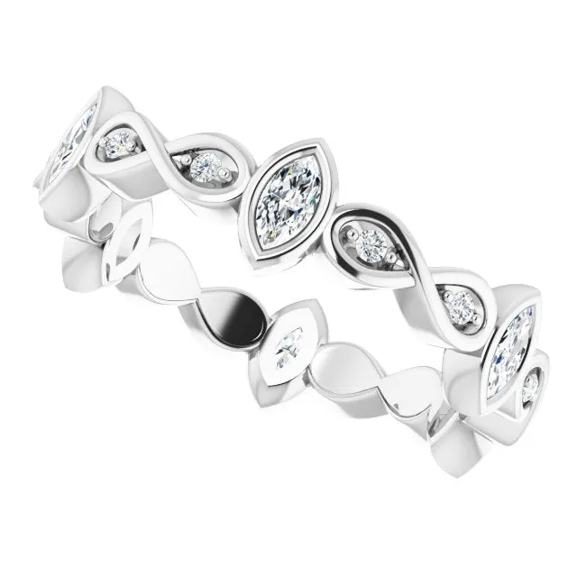 0.70 ct. Bezel Set Marquise & Round Diamond Infinity Design Eternity Band