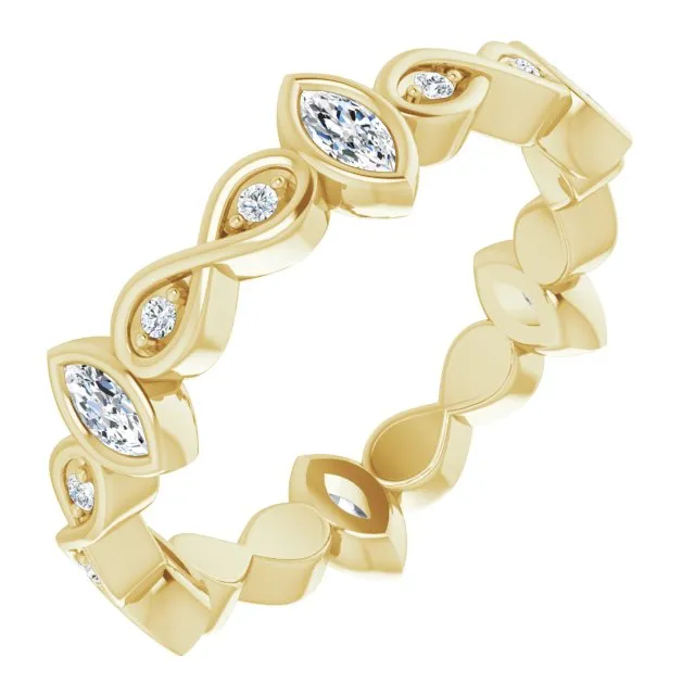 0.70 ct. Bezel Set Marquise & Round Diamond Infinity Design Eternity Band