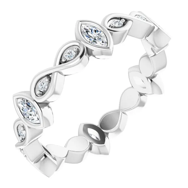 0.70 ct. Bezel Set Marquise & Round Diamond Infinity Design Eternity Band