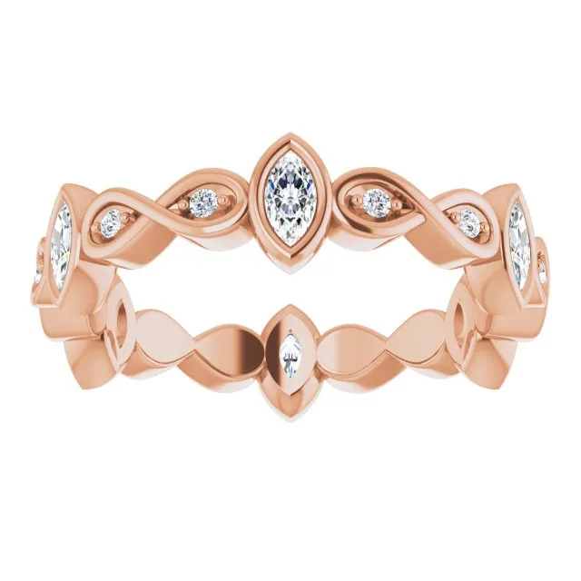 0.70 ct. Bezel Set Marquise & Round Diamond Infinity Design Eternity Band