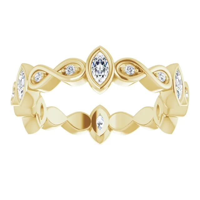 0.70 ct. Bezel Set Marquise & Round Diamond Infinity Design Eternity Band