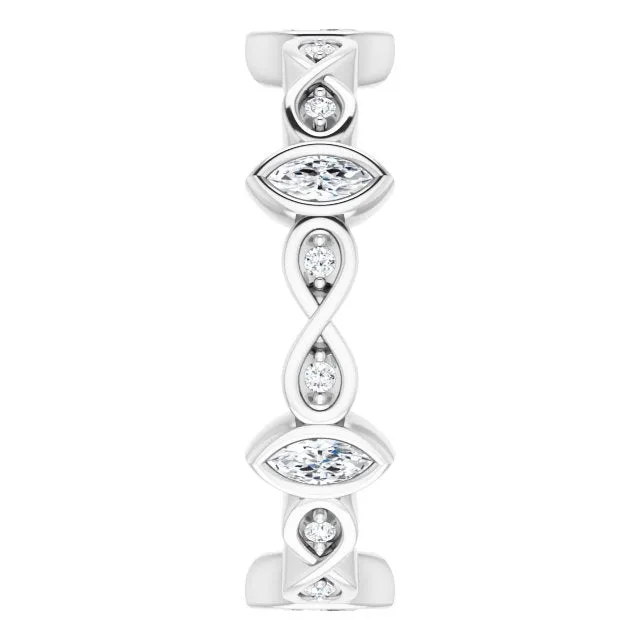 0.70 ct. Bezel Set Marquise & Round Diamond Infinity Design Eternity Band