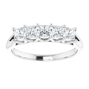 0.90 ct. Princess Cut Diamond Wedding Band 5 Stone Anniversary Ring