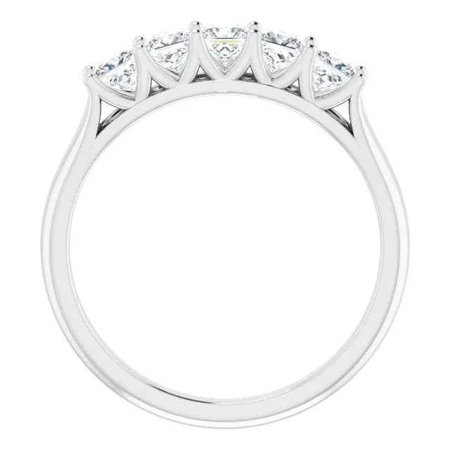 0.90 ct. Princess Cut Diamond Wedding Band 5 Stone Anniversary Ring