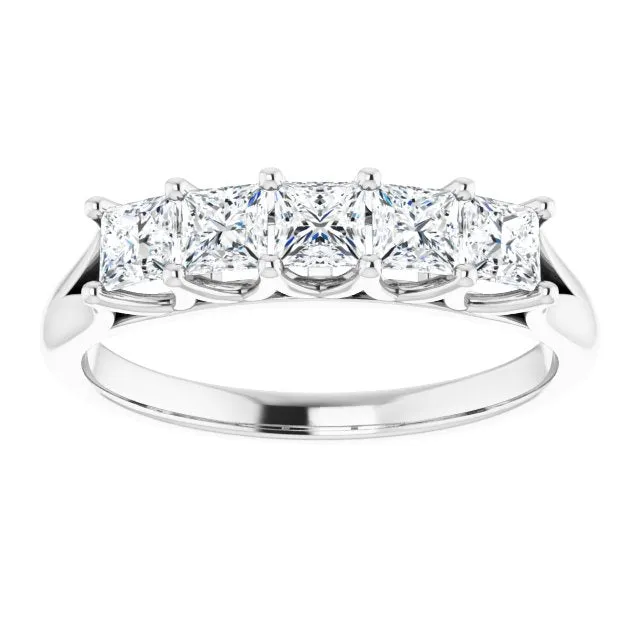 0.90 ct. Princess Cut Diamond Wedding Band 5 Stone Anniversary Ring