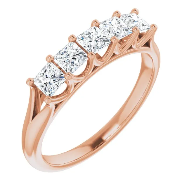 0.90 ct. Princess Cut Diamond Wedding Band 5 Stone Anniversary Ring