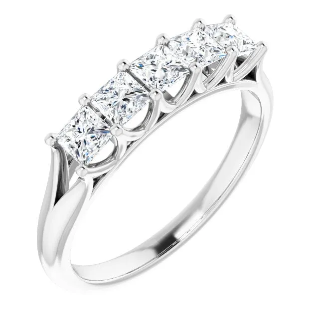 0.90 ct. Princess Cut Diamond Wedding Band 5 Stone Anniversary Ring