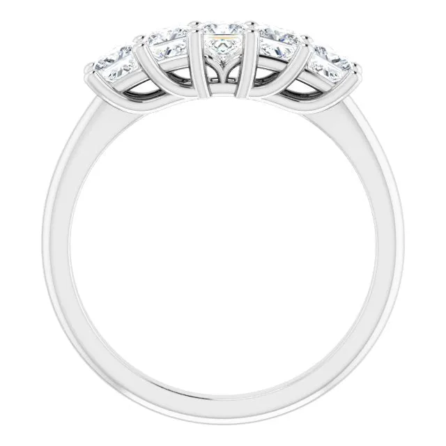 0.90 ct. Shared Prong Princess Diamond Wedding Band 5 Stone Ring