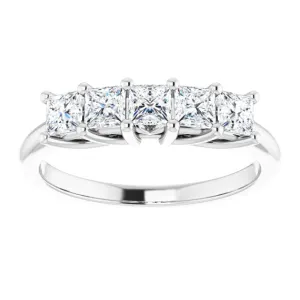 0.90 ct. Shared Prong Princess Diamond Wedding Band 5 Stone Ring