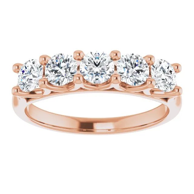 1.00 ct. Round Cut Diamond Wedding Band 5 Stone Anniversary Ring