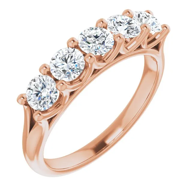1.00 ct. Round Cut Diamond Wedding Band 5 Stone Anniversary Ring