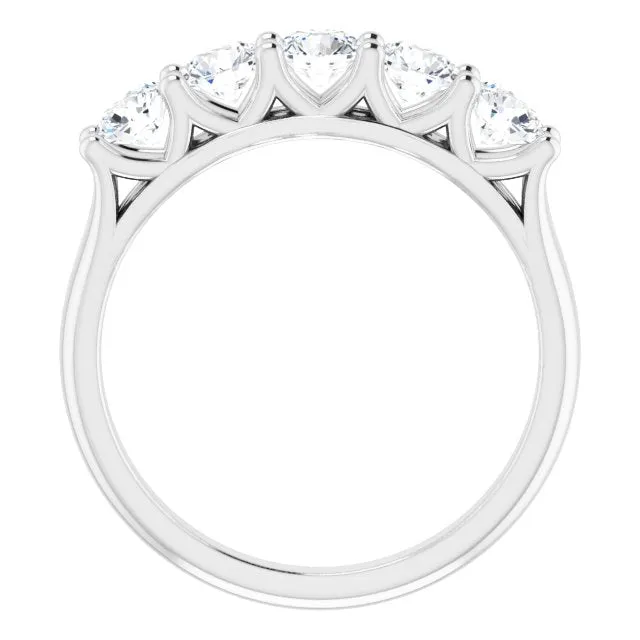 1.00 ct. Round Cut Diamond Wedding Band 5 Stone Anniversary Ring