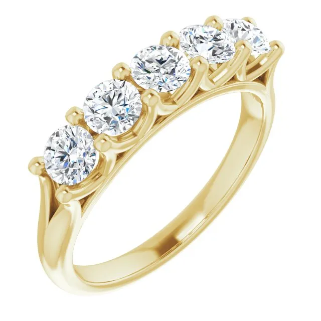 1.00 ct. Round Cut Diamond Wedding Band 5 Stone Anniversary Ring