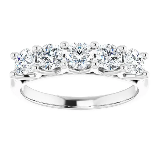 1.00 ct. Round Cut Diamond Wedding Band 5 Stone Anniversary Ring