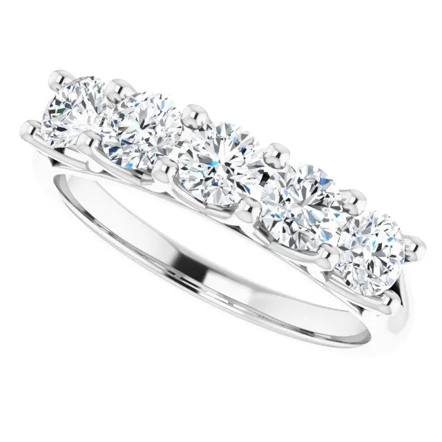 1.00 ct. Round Cut Diamond Wedding Band 5 Stone Anniversary Ring