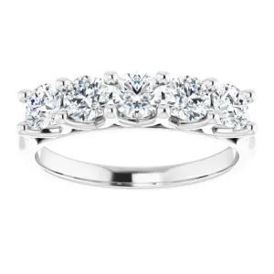 1.00 ct. Round Cut Diamond Wedding Band 5 Stone Anniversary Ring