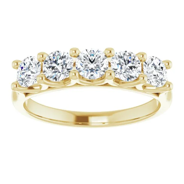 1.00 ct. Round Cut Diamond Wedding Band 5 Stone Anniversary Ring
